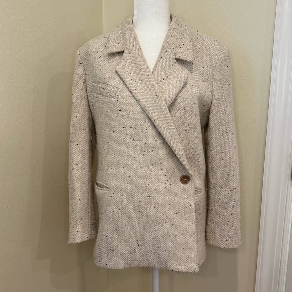 Anine Bing cream tweed coat